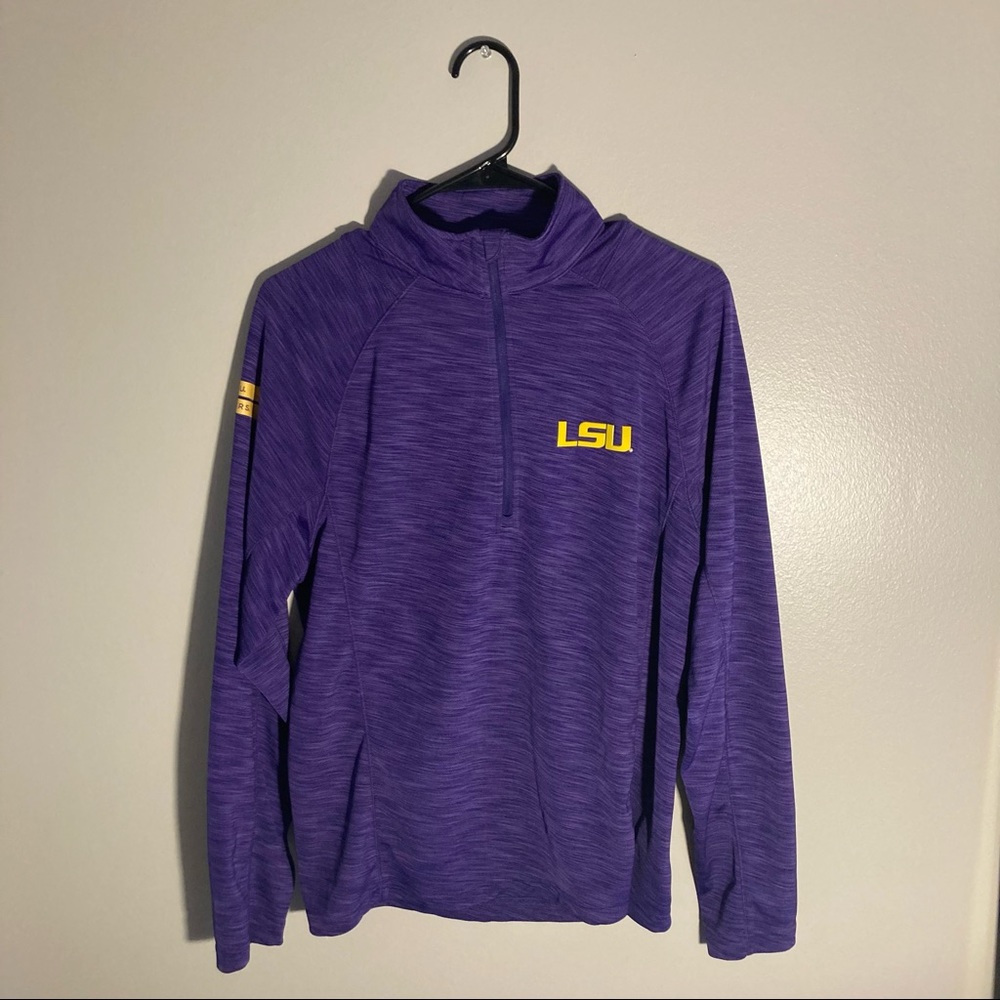 Levelwear LSU Tigers 1/4 Zip Long Sleeve Pullover Shirt, Mens Small, Purple